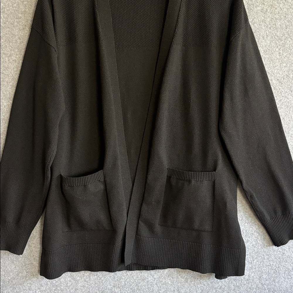 Time and Tru Knit Open Front Sweater M Black - Picture 3 of 8